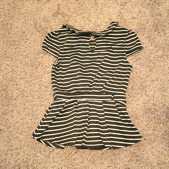 American Rag Gray and white Striped Peplum Top. Size: M - Picture 2 of 3